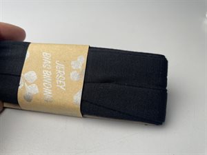 Jersey skråbånd - sort, 20 mm og 3 meter